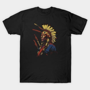 Native American Indian Chief Headdress Warrior T-Shirt